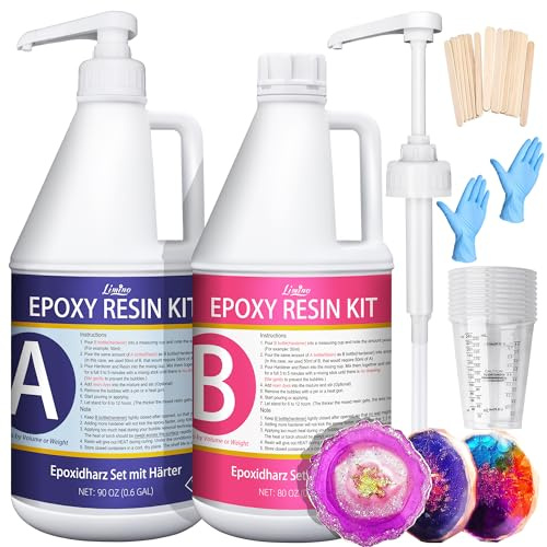 Epoxiharts med härdare, 4,8 kg/4,5 l, transparent med pump för smältning och beläggning, bordsskivor, bubbelfri, för smyckestillverkning, formar