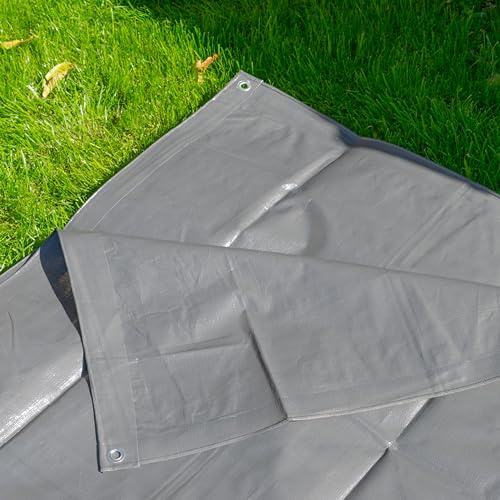 Heavy duty gray waterproof tarpaulin/camping ground sheet/garden dry storage sheet/builders tarp,uv resistant,reinforced hems and corners,eyelets every 1m, (1m x1m)