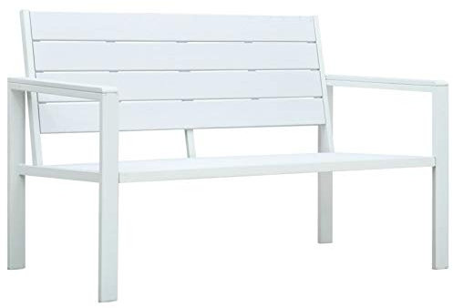 Tidyard Gartenbank Holzbank Sitzbank Gartenbankpark für 2-3 Sitzer,Balkonbank Parkbank Flurbank Terrassenbank für Terrasse,Balkon,Garten 120 cm HDPE Weiß Holz-Optik