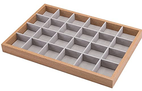 Schmuckkasten, Schmuck, Holzschmuck-Ring-Display-Organizer-Box-Tablett-Halter-Ohrring-Aufbewahrungs-Show-Tablett-Schmucktabletts (Farbe: 24 Fächer)
