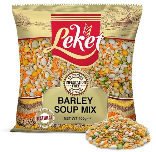 Leket Barley Soup Mix 400g - Hearty Blend of Pearl Barley, Haricot Beans, Green & Yellow Split Peas, and Red Lentils for Delicious Homemade Soups