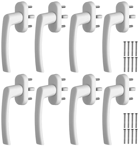 GETLITOOL Fenstergriffe Weiß, 8 Stück Fensterschloss Aluminium Ohne Schließzylinder, Sicherheitsfenstergriff in Stiftlänge 35mm, Fenstersicherung Türgriffe für Fenster-, Balkon-, Terrassentür
