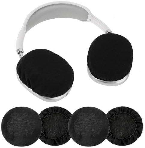 2 pares de fundas lavables y elásticas, fundas negras proteCTORAS para gimNASio, entrenamiento, aviación, carreras, juegos, almohadillas para orejas 3.5-4.3 pulgadas