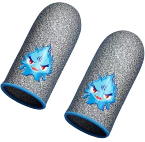 PEMY Manchons de Doigts pour Jeux Mobile - Anti-Transpiration, Respirants, Élastiques et Lavables - Fibre de Carbone et Conductrice d'argent pour PUBG, Fortnite, Call of Duty (Bleu)