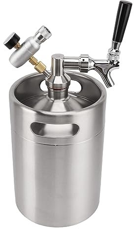 Barril de café de Acero Inoxidable, Contenedor de Cerveza Automático Home Cafe, Barril de Cerveza de 5 Litros con Calibre de 60 PSI, Dispensador de Vino para Preparar café en Casa