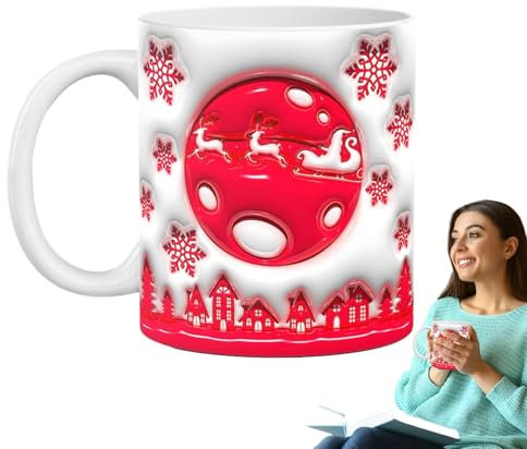 puzzlegame Weihnachtstassen Großpackung,Weihnachtsmann-Rentierbecher - Keramik-Weihnachtstassen -Weihnachtstassen,Weihnachtsaccessoires, Weihnachtsbecher für heißen Kaffee, kalten Tee