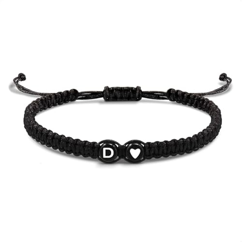 EVEMATE Armband mit Buchstabe und Herz für Freunde und Paare - Initiale A-Z Name - Geflochtenes Freundschaftsarmband für Frauen, Männer und Kinder