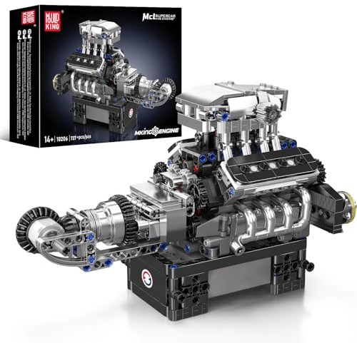 Mould King 10206 MOC Technik MCL Sportwagen（V8） Achtzylinder-Motor Reihenbenzinmotor-Blockbausatz Technologie Klemmbausteine Bausatz Enthält Motor und Batteriekasten Getriebe-Modell （737 Teile+）