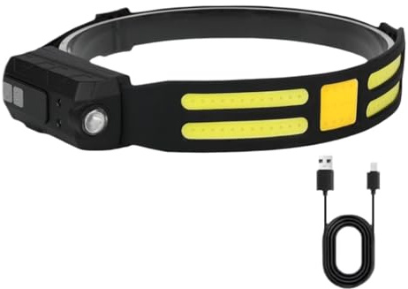 Lampada da testa a LED, per esterni, torcia da testa ricaricabile, torcia da testa a LED, fascio largo, tecnologia ricaricabile super luminosa e fascio ampio, per adulti e bambini, campeggio, pesca,
