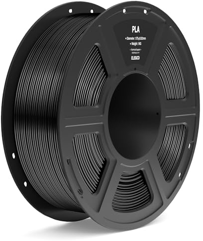 ELEGOO PLA Filament 1,75 mm Schwarz 1 KG, Filament-3D-Druckmaterialien 3D Drucker Filament, Maßgenauigkeit +/- 0,02 mm, 1KG Kunststoffspule Passend für die Meisten 3D Printer