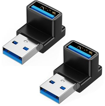 JZK 2X Adaptador USB 3.0 ángulo Recto 90 Grados 5V 3A 10Gbps Conector USB A Macho a Hembra acoplador USB Transferencia rápida Datos OTG para Disco Duro SSD Externo portátil