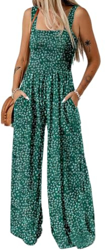 ticticlily Jumpsuit Donna Tuta Intera Estiva Pantaloni a Gamba Larga Monopezzi e Tutine Overall senza Manica con Spalline Salopette Stampa Floreale Monopezzo Tutina Casuale Romper Playsuit