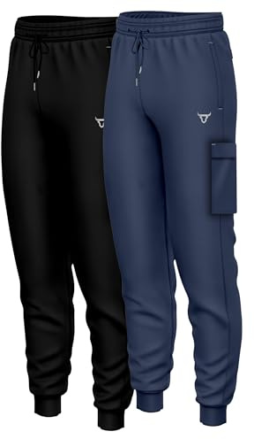 TORO ACTIVA 2 Packs Mens Cargo Jogger Pants Quick-Dry Breathable Fabric Elastic Waistband with Drawstring Cuffed Ankles Reflective Logo
