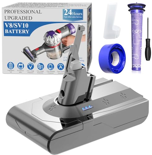 DTK Batterie pour Dyson V8 Batterie SV10 SV25 Compatible avec V8 Animal Absolute Fluffy Motorhead Trigger Car+Boat HEPA Slim 215681 avec 2 Filtres