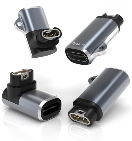 Sinoacc 4-Pack for Garmin Watch Charger Compatible with Vivoactive 6 5 4 3 Fenix 8 Pro E 7 6 5 Forerunner 55 165 245 255 955 965 970 Venu Sq 2 3S 4 D2 Epix USB C L-Shape Portable Date Charging Adapter