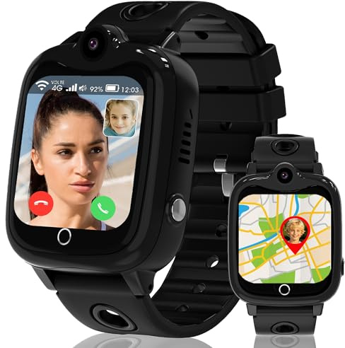 ELEJAFE Smartwatch Kinder mit SIM Karte, Kinder Smartwatch mit IP68 Wasserdicht, Schulmodus, Schrittzähler, Wecker, Spiel, 1,83 Smart Watch Kinderuhr Mädchen Jungen, Schwarz