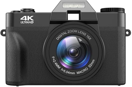 Fotocamera digitale, fotocamera 4K, zoom digitale 18x, funzione macro, flash integrato, design compatto, appassionati di fotografia e uso quotidiano