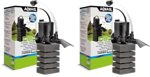 Filter Turbo Mini – Kraft im Miniaturformat | Leistungsstarker und langlebiger Innenfilter für Süßwasseraquarien <80 l | 320 l/h | 4,4 W (Packung mit 2)