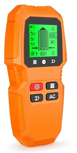 Leitungssuchgerät, 5 In 1 Wand Stud Finder Scanner LCD Elektronische Detektor Rand Zentrum for Holz Strom Metall(Yellow)