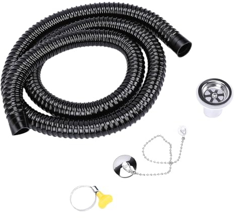 Kit de Tuyau de Vidange D'évier pour Camping-Car, Solution Polyvalente Anti-Fuite pour Camping-Car, Bateau, Yacht, Bateaux, Yachts, 2m, ABS, Acier Inoxydable