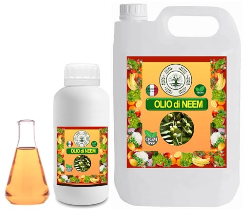 Generico GSW© Olio di NEEM per Piante Biologico Olio di Neem Solubile Ottimo su Orto, Prato e Giardino, 100% Naturale No OGM Atossico per Piante, Animali, Persone, Ambiente (1 Litro)