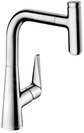 hansgrohe Talis Select S Einhebel-Küchenarmatur (Komfort-Höhe 220 mm, mit Ausziehauslauf und Schlauchbox) Chrom