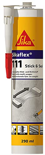 SIKA - Adhesivo y sellador flexible - Sikaflex-111 Stick & Seal - Negro - Masilla multiuso - Suporte multiple - Interiores y exteriores - Superficies humedas - 290ml
