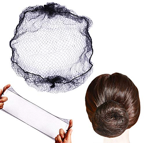 50 pcs Filets à Cheveux invisibles pour chignon fixant des filets à cheveux élastiques (Noir)