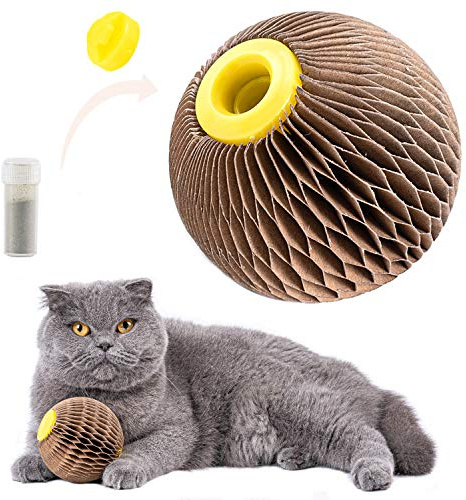 AREIIA Catnip Ball Toy for Cats Catnip Refillable Scratcher Ball Kitty's Faithful Playmate Reduce Obesity and Loneliness CSB01BR