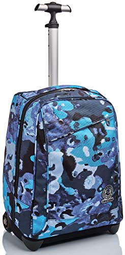 Invicta TROLLEY, 2 in 1, Schulranzen mit Rollen, Rucksack mit Trolleyfunktion, ab 1. Klasse, für Schule, Reisen, für Mädchen&Jungen, blau, CAMO SHADE