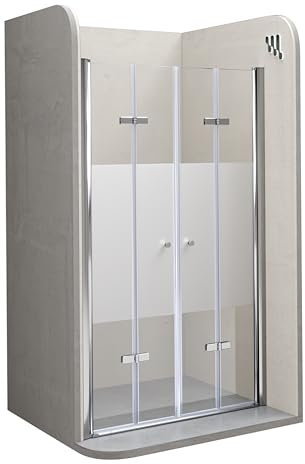 Moments Of Glass Mampara de Ducha Lena DT877 68-72x195 cm con Puertas Plegables, Perfiles Cromados y Cristal Templado Parcialmente Satinado