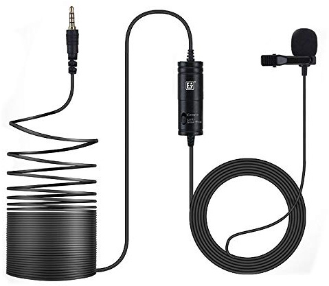 ANCLLO Lavalier Microphone Hands-Free Clip-on Lapel Mic with Omnidirectional Condenser for Smartphone Camera Live-steam Podcast Interview