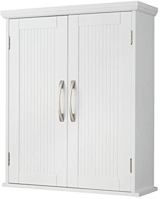 Teamson Home Wooden Bathroom Wall Medicine Cabinet With Adjustable Shelves White EHF-F0007