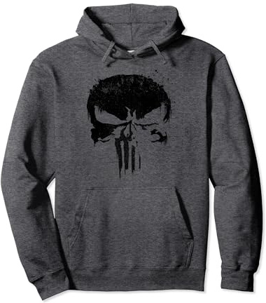 Marvel Punisher Black Paint Splatter Skull Pullover Hoodie