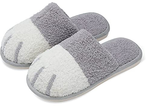 SINNO Cute Animal Slippers for Women Indoor Outdoor Cat Paw House Slippers with Memory Foam Warm Cozy Fuzzy Bedroom Shoes Christmas Gifts for woman ladies
