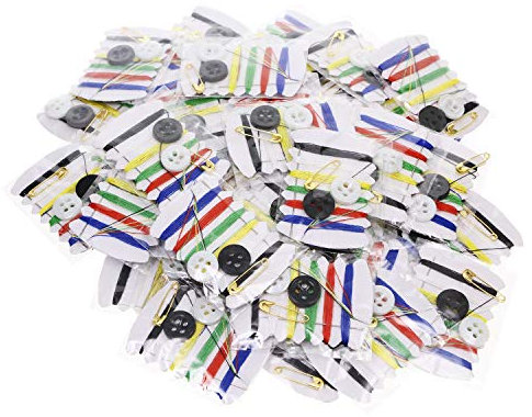 Shapenty Kleines einfaches, handliches Reise-Nähset, Fadenreparatur-Notfall-Set mit Nadeln, Fäden, Knopf, Sicherheitsnadel für Geschenk, Zuhause, Hotel, Annehmlichkeiten (100)