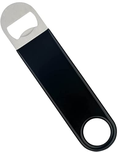 Bartender Bottle Openers, Bar Blade, Beer Openers, 1 Pack by Professional Grade: Rubber Coated, Stainless Steel.