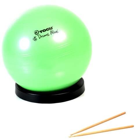 TOGU Original Drums Alive Ball Fitnessball 65 cm, Gymnastikball im Set mit Drums Alive Stick und Ballschale