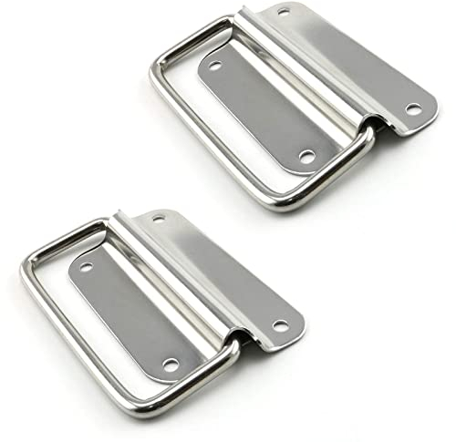 Poignées pliantes en acier inoxydable - Poignée de transport pour caisses et enceintes - Boîte à matériel et outils - Poignée pliante argentée