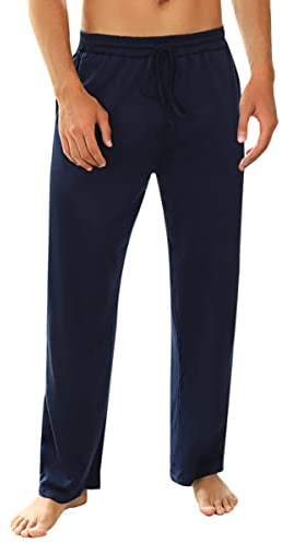 Marvmys Pantaloni Pigiama da Uomo Cotone Pantalone Pigiama Invernale Lungo Pants con Tasche