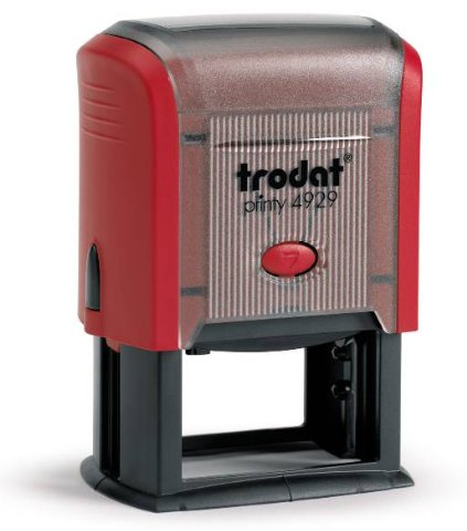 Trodat - Printy 4929 - Custom Stempel mit Wunschtext personalisieren, hier gleich online gestalten Gehäusefarbe rot – Adresstempel - Firmenstempel - mit Wunschtext - 50x30 mm - 8 Zeilen