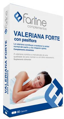 FARLINE Valeriana Forte con Paiflora 60 Cápsulas Mejora la Calidad del Sueño