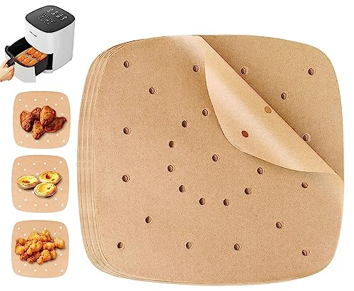 200 Pezzi Carta forno per Friggitrice ad aria，Fodera di Carta usa e Getta per Friggitrice ad aria accessori,pergamena Carta da Forno per Padelle，pergamena Carta da Forno per Padelle，facile da pulire