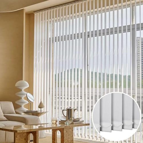 Persianas Verticales Blancas,Cortina Lamas Verticales Para Interior,Persianas Venecianas Verticales Para Ventanas,Cortinas De Tela De Lamas Para Oficinas en Casa,Translúcida,W×H-50x60cm/20x23.5in