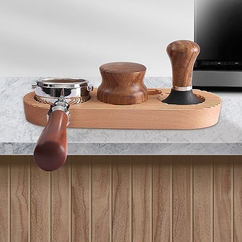 Espresso Tamper Holder Station, 51/53mm Wooden Coffee Tamper Stand Presser Holder Mats Espresso Tools for Kitchen, Cafe, Restaurant