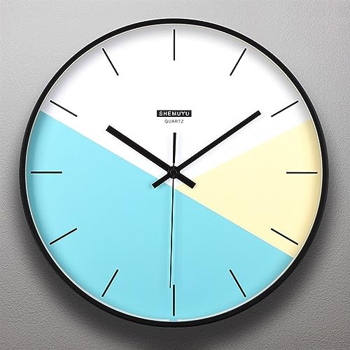 TIOCA 12IN/14IN Wall Clocks,Wall Mounted Clock Without Scale Quartz Battery Operation Art Clocks,Mute Free Punching Creative Metal Frame Clock,Table Home And Kitchen Living Room Office (Color : C, S