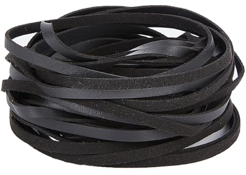 GORGECRAFT 10 m platt läderrem 5 mm bred Lychee kornigt imitationsläder trimningstejp mjuka PU-läderremsor lädersnöre för gör-det-själv hantverk bälte armband smyckestillverkning kudde dekor, svart