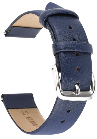 Amaxiu Bracelet de montre en cuir vintage, cuir de veau doux, bracelet de remplacement universel avec boucle en acier inoxydable, 18 mm / 20 mm / 22 mm, 12.5+7.5cm, Acier inoxydable, Pas de gemme