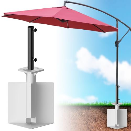 Zaquak Pied de parasol déporté dans le sol, support de parasol enterré, support de parasol en acier inoxydable, support de parasol universel pour parasol déporté et parasol de terrasse à mât central