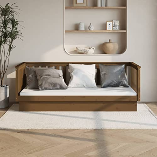LAPOOH Tagesbett Honigbraun 80x200 cm Massivholz Kiefer, Schlafsofa, Daybed, Bettsofa, Sofa Bed, Sofabett, Schlafcouch, Jugendbett, Bettgestell, Bettcouch - 821562